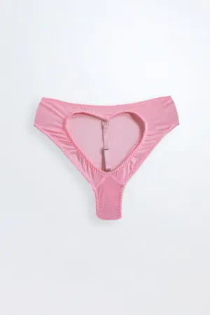 Kayla Open Knicker Cheeky Heart Pink