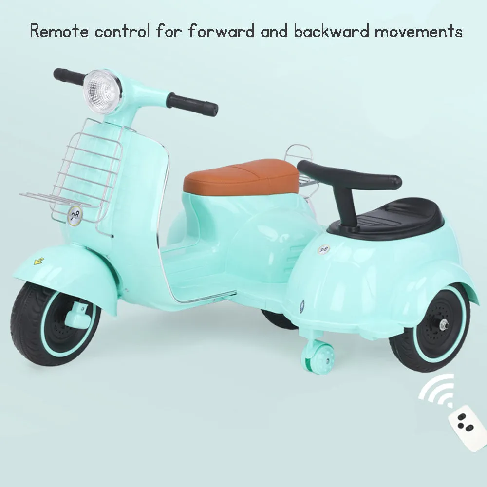 Kids Electric Motorbike Tricycle Rechargeable Plays Music Front Rear Lights Two-seater for Boys  Girls Toy Vehicle