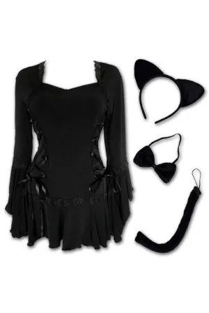 Kitty Cat Costume with Bolero Top, Black