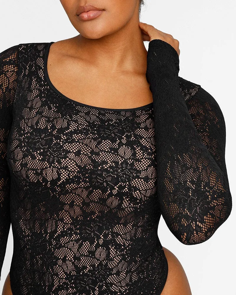 Lace Glamour Stretchy Floral Shaping Bodysuit