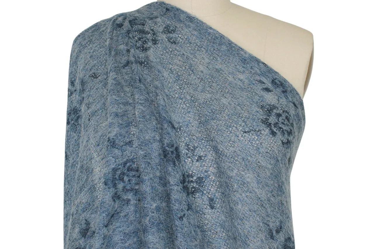 Lacy Florals Openweave Sweater Knit - Denim