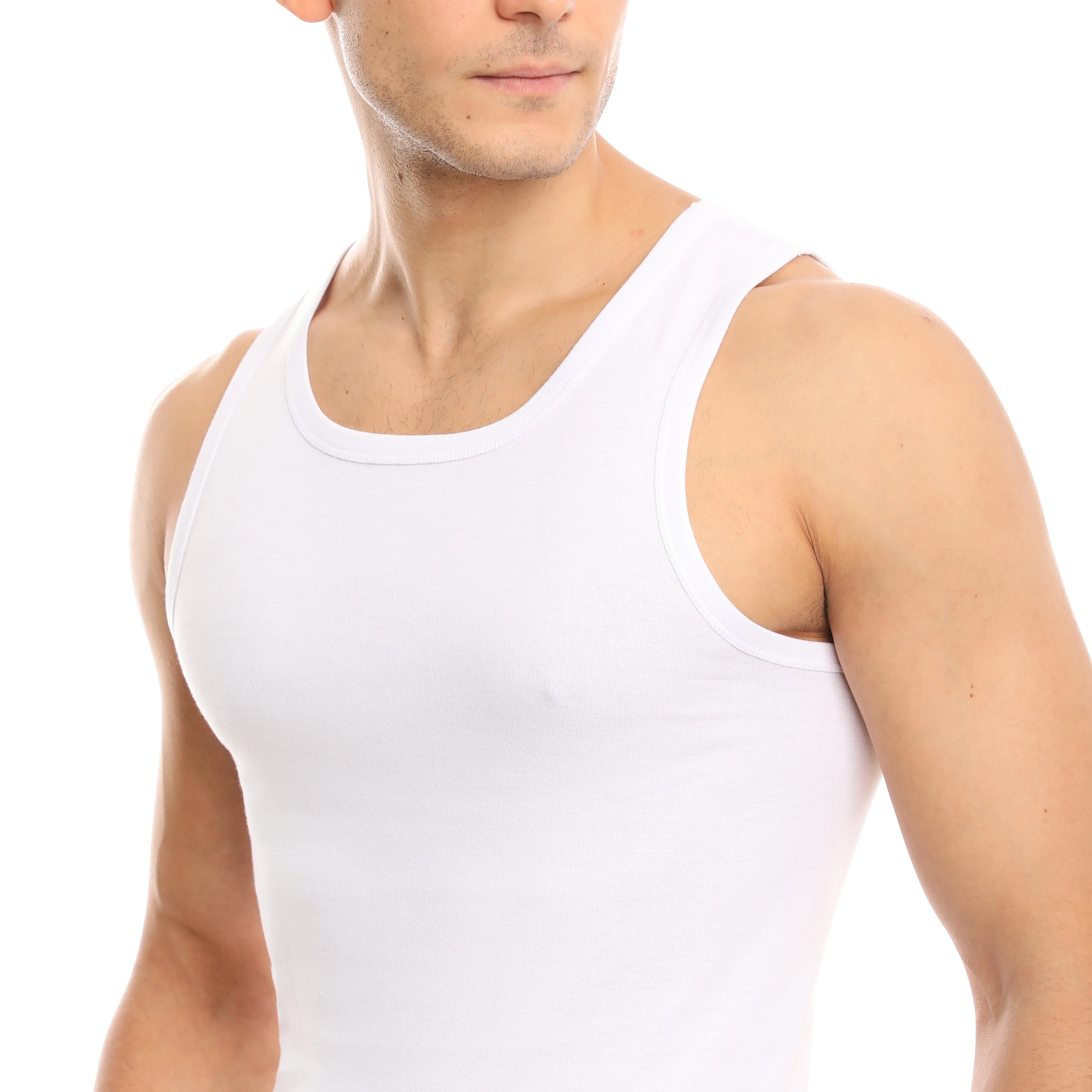 MEN’S WHITE A-TANK UNDERSHIRT - 5 PK