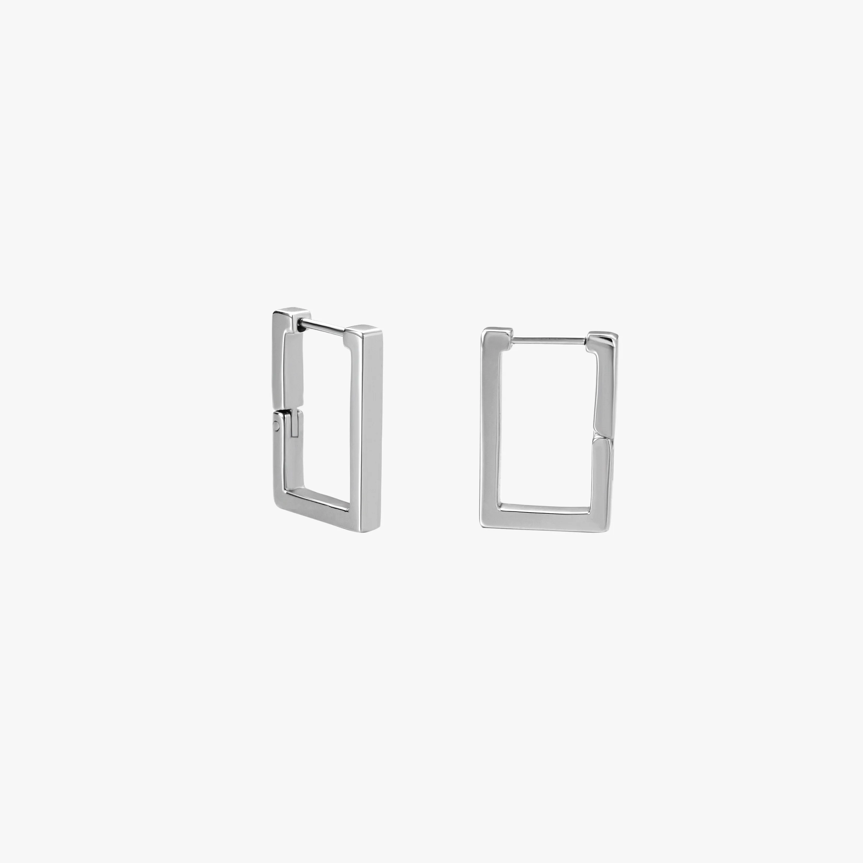 Modern Square Silver Hoops