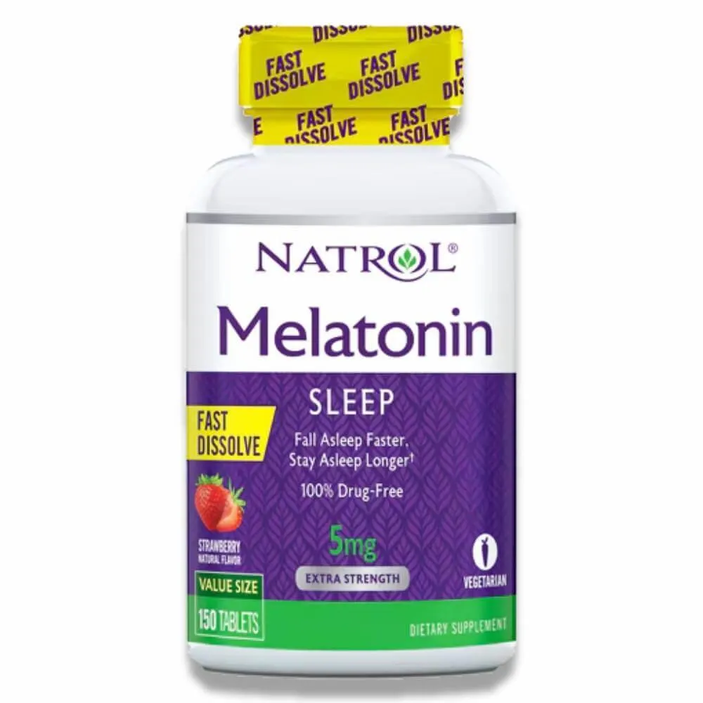 Natrol - Melatonin Sleep Fast Dissolve Strawberry 5 mg  - 150 Tablets - 12 Pack