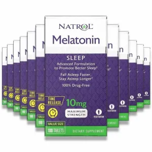 Natrol - Melatonin Sleep, Time Release - 10 mg - 100 Tablets - 12 Pack