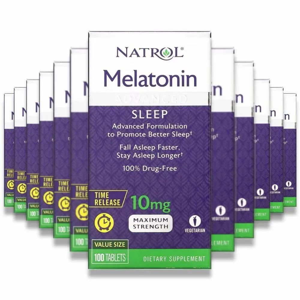 Natrol - Melatonin Sleep, Time Release - 10 mg - 100 Tablets - 12 Pack