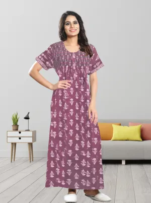 New MANGAI Premium COTTON Printed Smokey Nighty | Beautiful Pleated Design | Side Pocket | Stylish Nighty for Trendy Women's | Your Perfect Nightwear Collection's (MPL)