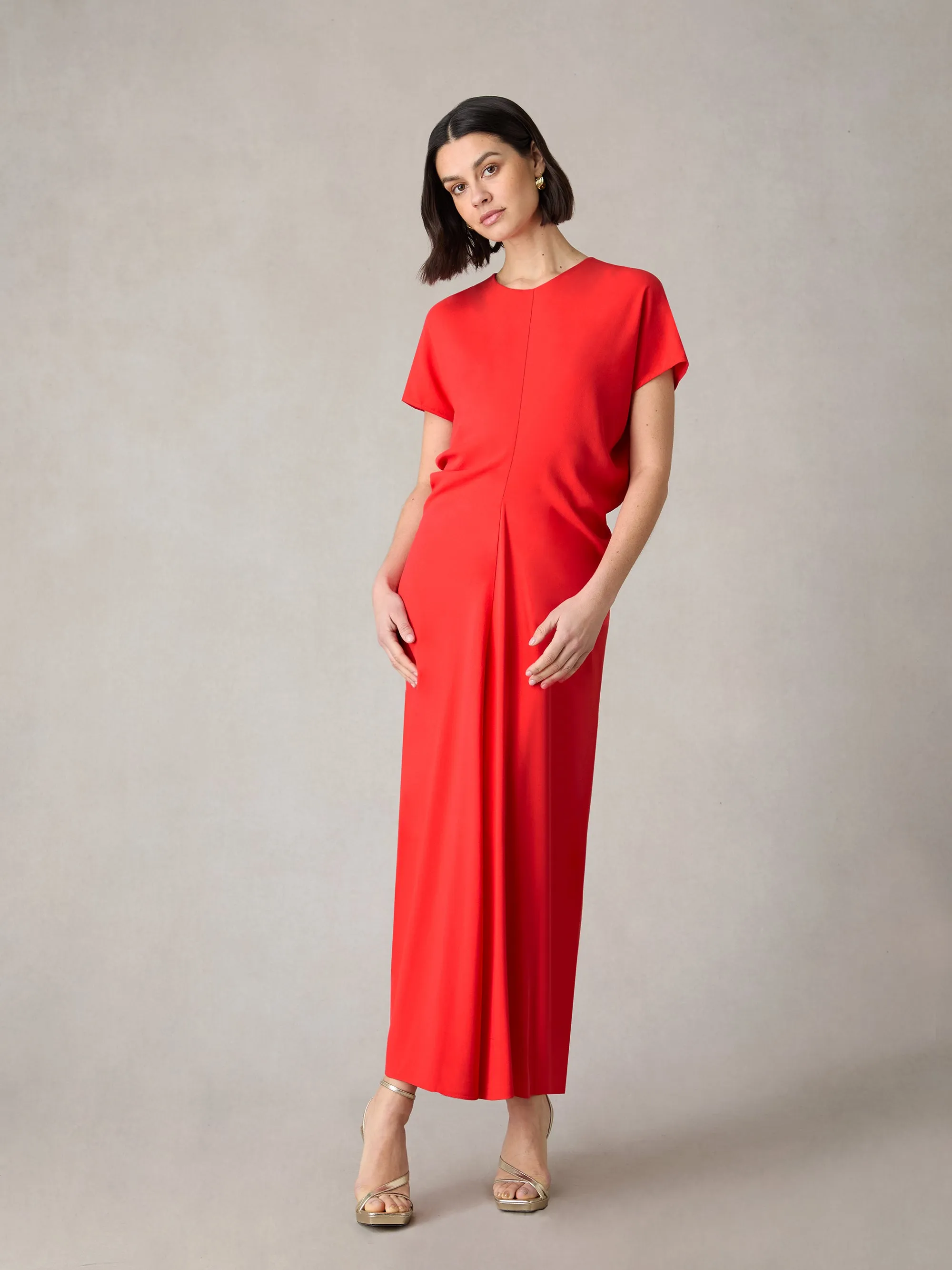 Petite Harper Red Flutter Sleeve Midaxi Dress