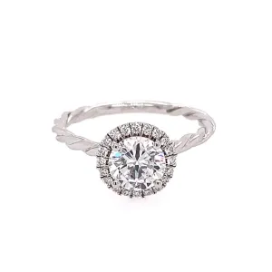 Round Diamond Single Halo Twisted Shank Engagement Ring Semi-Mount