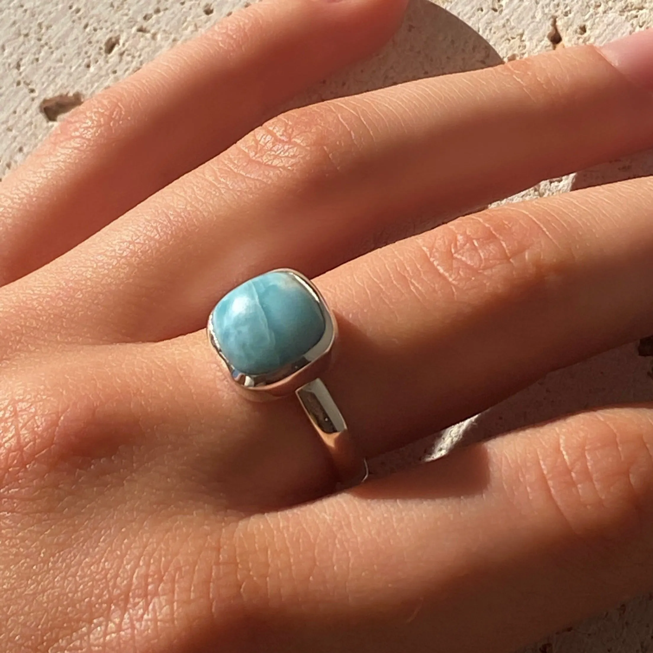 Seabreeze Square Larimar Ring