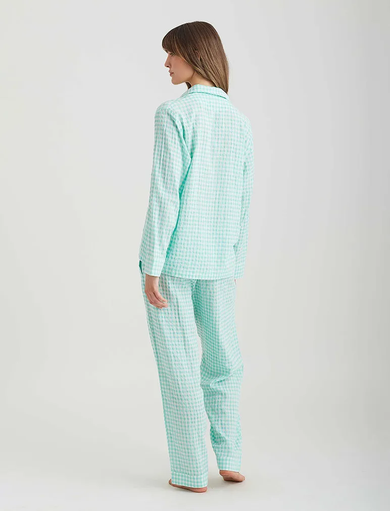 Seersucker Gingham Full Length PJs