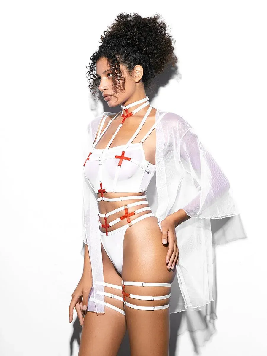 SENSUAL NURSE GARTERS AND ROBE