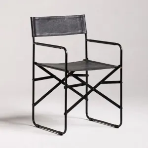 Sicily Dining Chair | Black Metal & Black Leather