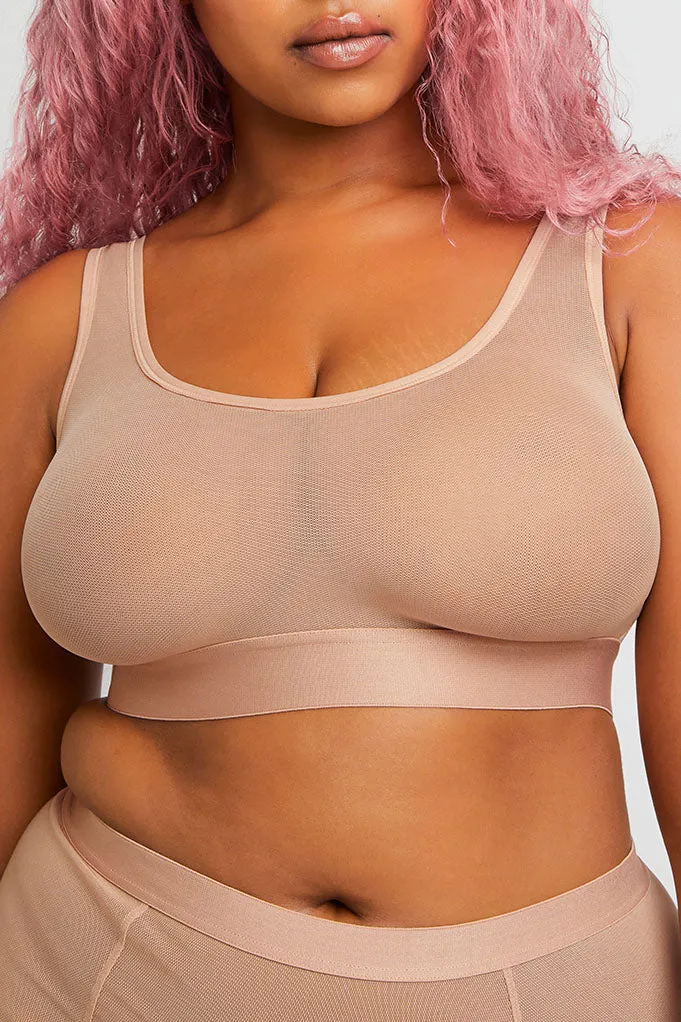 Sieve Bra Top in Buff