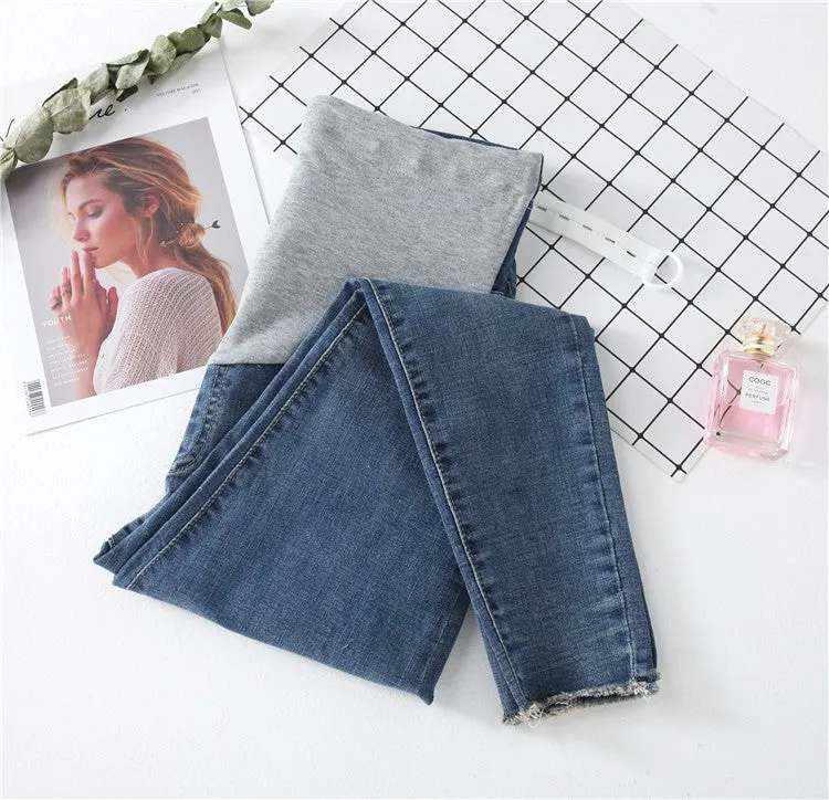 Stretch Washed Denim Maternity Jeans Summer Fashion