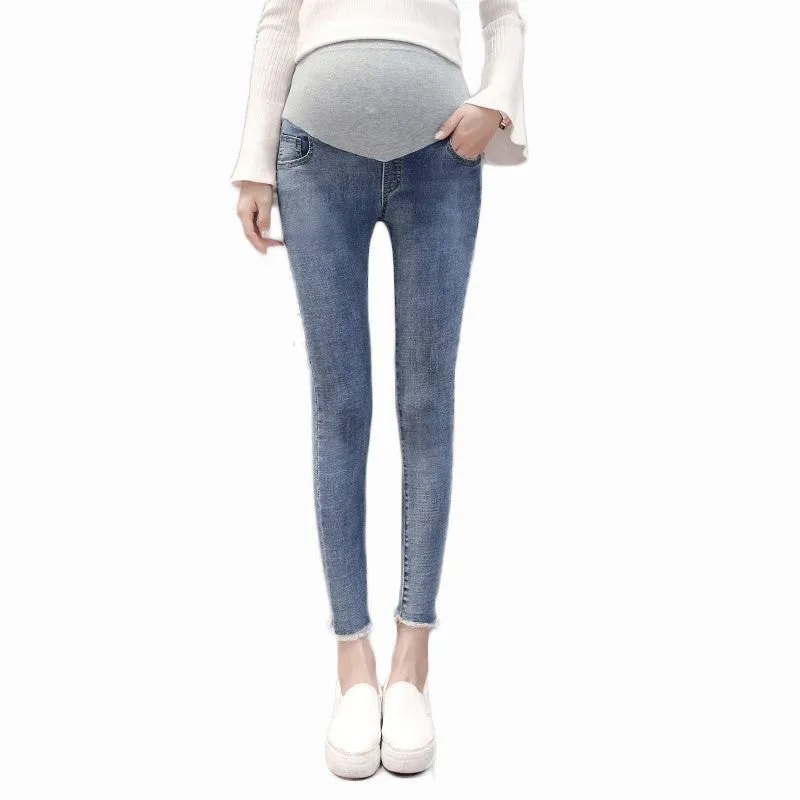 Stretch Washed Denim Maternity Jeans Summer Fashion