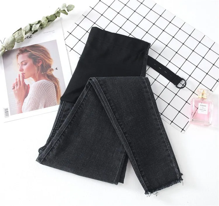 Stretch Washed Denim Maternity Jeans Summer Fashion