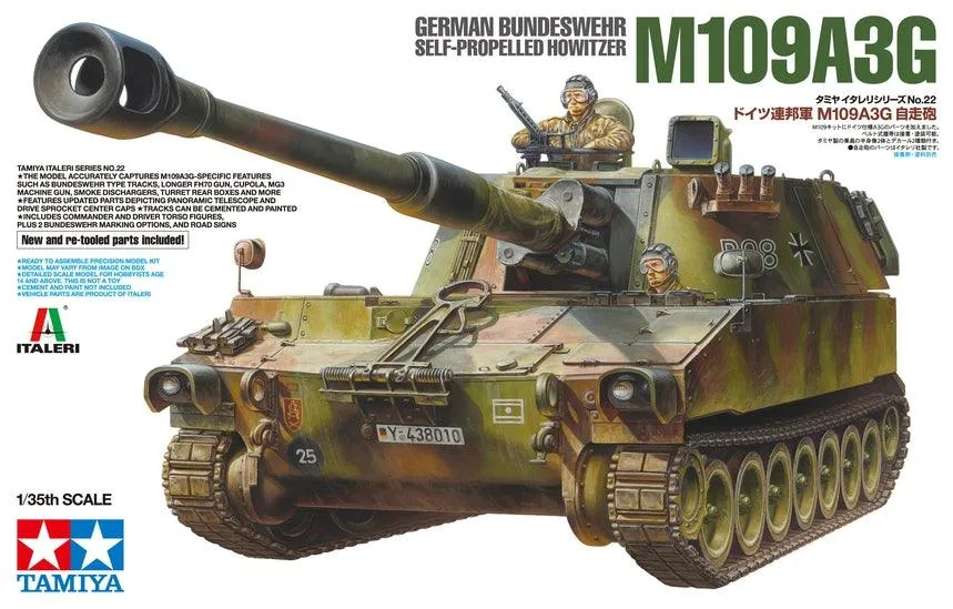 Tamiya German Bundeswehr M109A3G Tank 1/35 Model Kit TAM37022