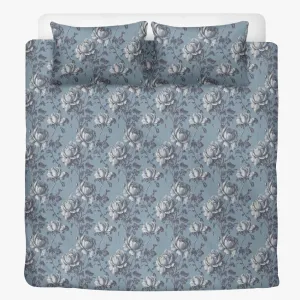 Vampire Art 3-Piece Retro Polyester Bedding Set - Blue Roses