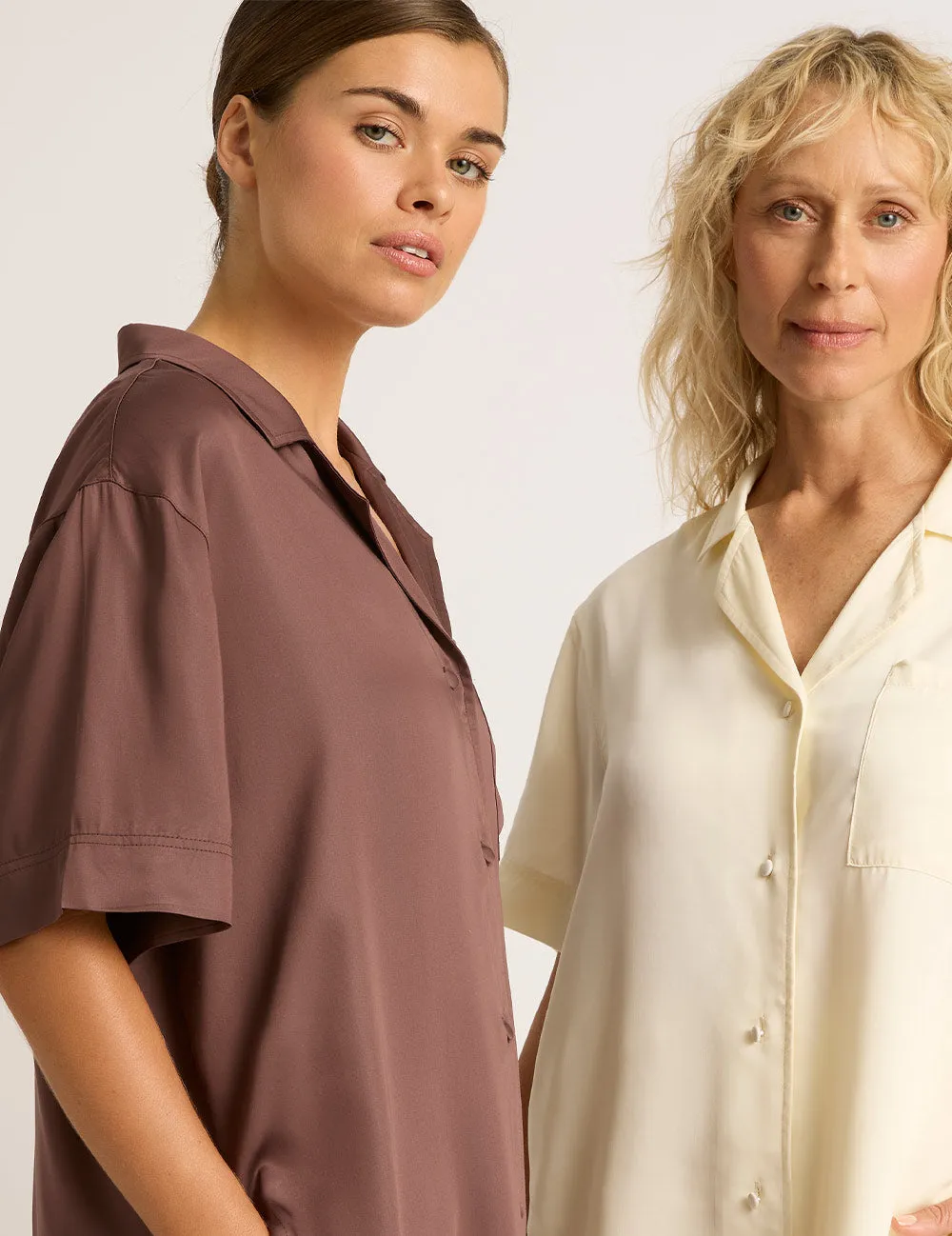 Vegan Silk Short Sleeve Sleep Shirt - Garnet