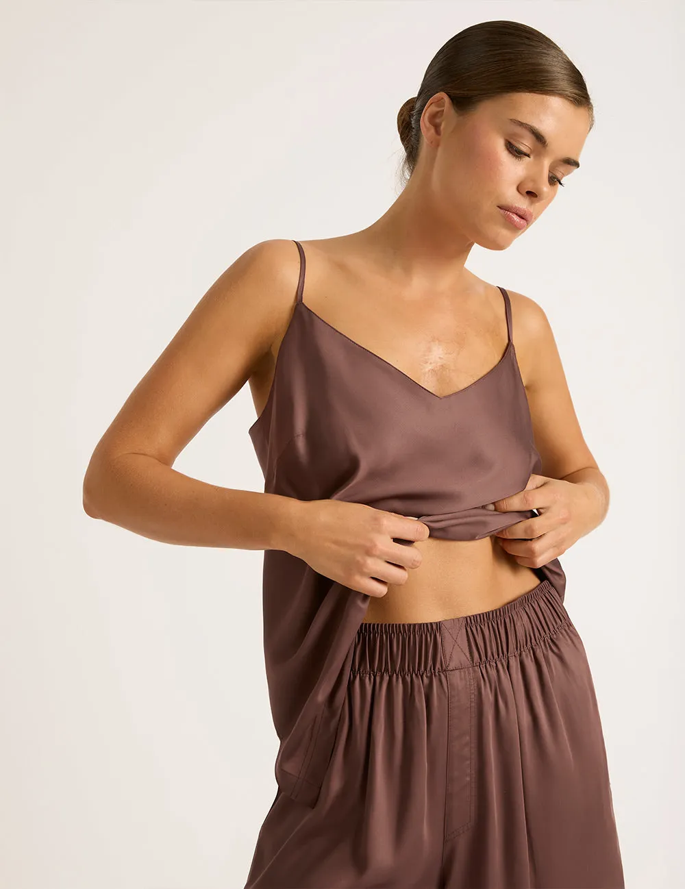 Vegan Silk Sleep Short - Garnet