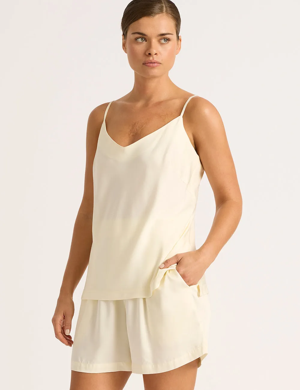 Vegan Silk Sleep Short - Pearl