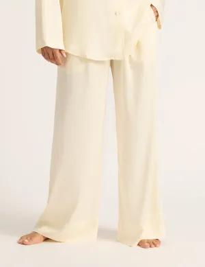 Vegan Silk Wide Leg Sleep Pant - Pearl