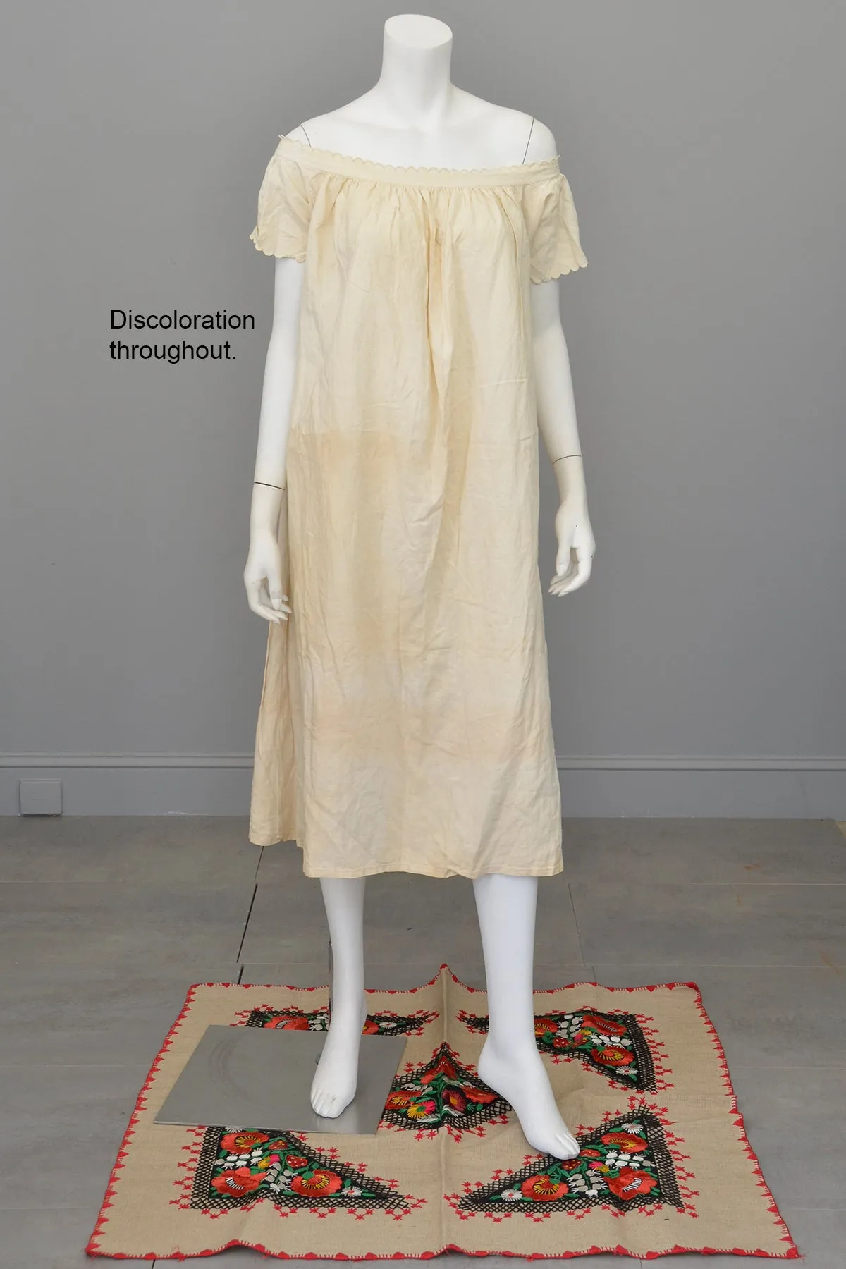 Victorian Off White Off Shoulder Nightgown