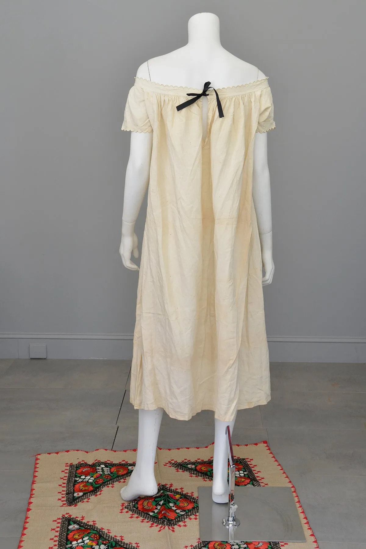 Victorian Off White Off Shoulder Nightgown