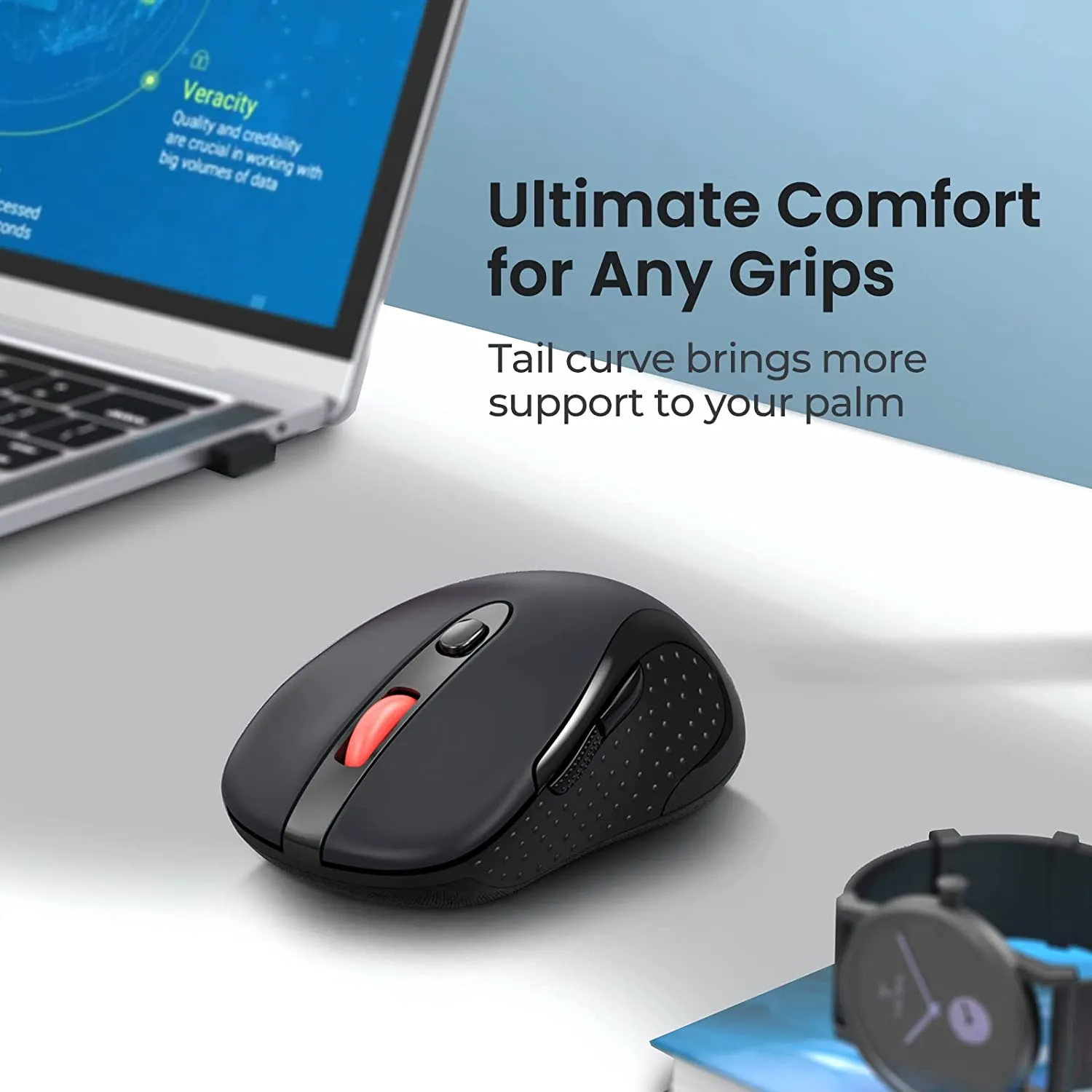 Wireless Mouse,   2.4G Portable Ambidextrous USB Mouse