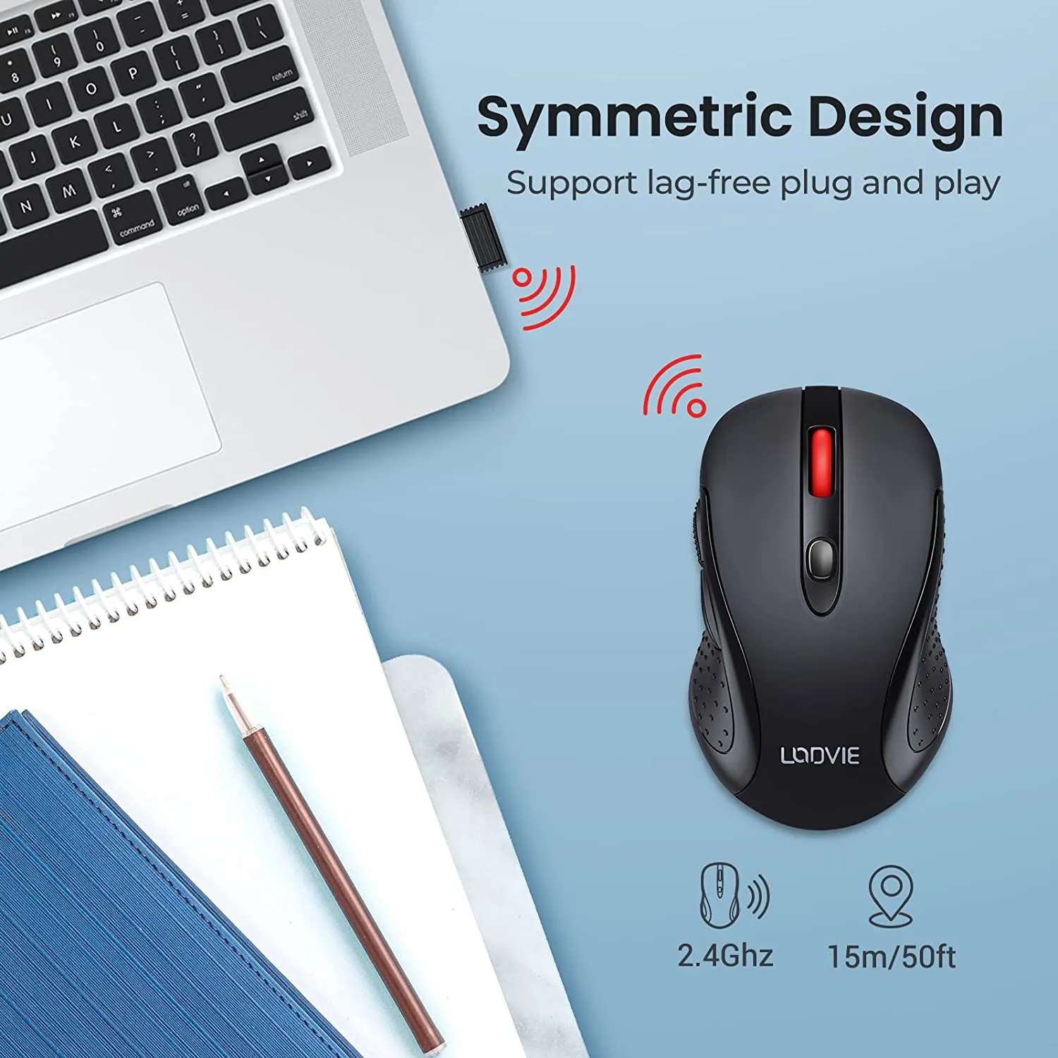 Wireless Mouse,   2.4G Portable Ambidextrous USB Mouse